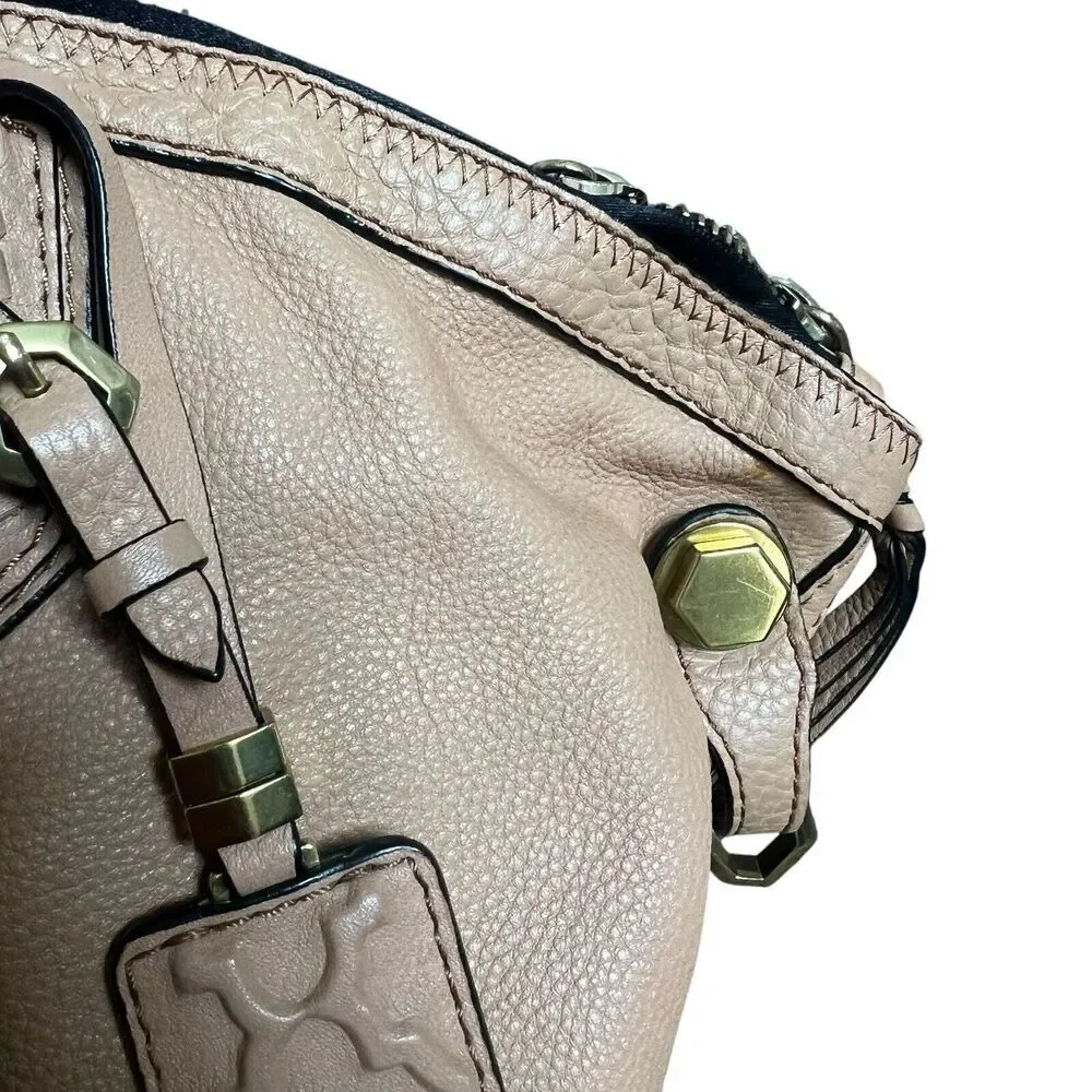 OrYany Tan Beige Cassie Pebbled Leather Satchel Bag Braided